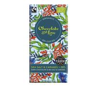 FAIR TRADE80 g - CHOCOLATE AND LOVE Chocolats suisses amers avec des copeaux de caramel et du sel de mer