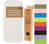 FAIR ZONE Tapis de bain antidérapant 76 x 34 cm - En caoutchouc naturel FSC - 100 % BPA et PVC - Blanc perle