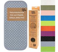 FAIR ZONE Tapis de bain antidérapant 76 x 34 cm - En caoutchouc naturel FSC - 100 % BPA et PVC - Gris