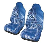 FAIRAH Housse de siège de voiture imprimée bleu tigre blanc, facile à installer et à nettoyer, convient à la plupart des véhicules