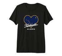 Fairbanks Alaska Drapeau américain en Forme de cœur Grande Ourse Souvenir T-Shirt Haut de Gamme