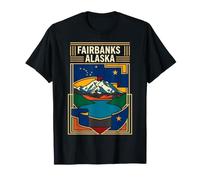 Fairbanks Drapeau de l'Alaska Paysage de Montagne Art rétro T-Shirt