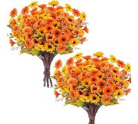 Fairblo 12 Pièces Fleurs Artificielles Orange Marguerite Artificielle Decoration Automne Bouquet de Fleurs Artificielles en Soie pour Interni Ed Esterni CASA Terrazza Giardino Matrimonio Compleanno