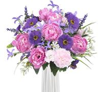 Fairblo Fleurs de Cerisier Artificielles Pivoines en Soie Lys Pourpre Fleurs Artificielles Faux pour Mariage, Maison, Jardin, Fête, Bureau Décor