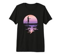Faire du Stand up Paddle sur la Planche au Lever du Soleil T-Shirt Haut de Gamme