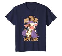 Faire du Tricot Pas la Guerre T-Shirt, Enfant, Bleu Marine, 8 Ans
