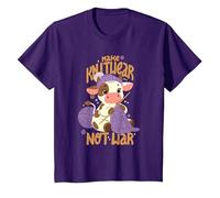 Faire du Tricot Pas la Guerre T-Shirt, Enfant, Violet, 10 Ans