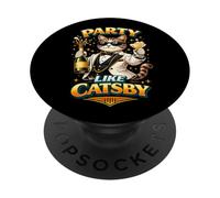Faire la fête comme The Great Catsby Parodie Funny Cat PopSockets PopGrip Adhésif