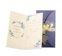 Faire Part de Mariage Carte d'invitation de mariage en forme cœur Rose découpée au Laser, cartes vœux personnalisées avec ruban, décoration , fournitures fête, 50 pièces(Cover And Inner Card-03)