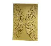 Faire Part De Mariage Lot de 10 cartes d'invitation de mariage en papier nacré brillant avec motif de fleurs sculptées en 3D et papillon for fête d'anniversaire de mariage Faire Part Mariage(Champagne