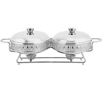 Faire Un Chauffage de Nourriture - Serveur de Buffet et Chauffage, brûleur pour Garder Les Aliments au Chaud, Ensemble de Buffet à Pot Chaude avec Couvercle en Verre durci, Ensemble Buffet de Pot de