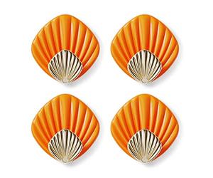FAIREDEAR Crochets autocollants, sans perforation, pâte forte, 4 crochets en viscose, type coquille, porte portante, paroi arrière, salle de bain, cuisine, clés, aucune trace de pâte à ongles (orange)