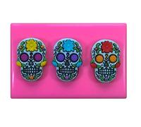 Fairie Blessings - Moule en silicone avec 3 petits crânes mexicains en sucre pour décoration de gâteaux