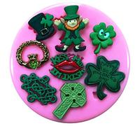 Fairie Blessings Moule en silicone pour décoration de gâteaux Motif Leprechaun à quatre feuilles Claddagh croix celtique