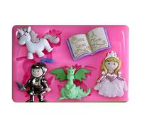 Fairie Blessings Moule en silicone pour réalisation de décoration de gâteaux/cupcakes en pâte à sucre Motif Princesse licorne dragon chevalier