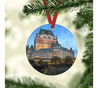 Fairmont Le Château Frontenac, Ville, Canada Décorations Noël Suspendu avec Ruban Doré Artisanat Ornement pour Magasins Intérieur Fête 7.3Cm