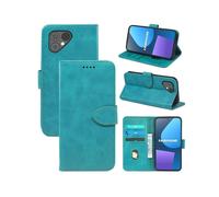 (Fairphone 5, blue) Flip Phone Case for Fairphone 5 Calfskin Front Buckle Wallet Card Holder Protective Case
