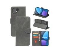 (Fairphone 5, grey) Flip Phone Case for Fairphone 5 Calfskin Front Buckle Wallet Card Holder Protective Case