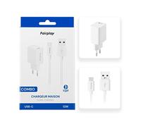 FAIRPLAY Combo Chargeur (12W) + Câble USB-C (1m) (Blanc)