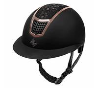 Fairplay Quantinum Chic W-V Casque d'équitation Noir Or Rose Strass M Wide (56-58 cm)