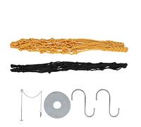 Fairsailrain Filet d'alimentation à suspendre, corde en métal pour volaille, filet noir et jaune, fourchette à fruits, 2 crochets de type S, boucle de chaîne, pour perroquet, coq et poule (filet noir