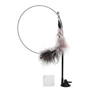 Fairsailrain Funny Cat Feather Stick, Suction Cup and Handheld Dual Mode, Steel Wire Material, Replaceable Feather Head for Cats Kittens (Black Top)