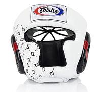 Fairtex Casque de Protection Super Sparring Vision Diagonale pour Muay Thai, Boxe, Kickboxing (HG10 Blanc Lacets, Taille XL)