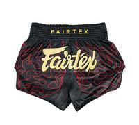 Fairtex Short de Boxe Muay Thai Coupe ajustée, Noir « Lave », Medium