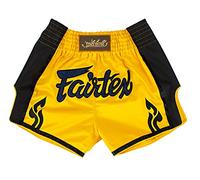 Fairtex - Short de Boxe Muay Thai - Coupe Slim, Mixte Adulte, Jaune/Noir, Medium