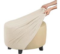 FAiruo Housses de Pouf Rectangle Housse de Ottomane Carrées Housse de Protection Repose Rond Couverture de Tabouret Jacquard Pieds de Pouf Luxe Extensible Velours Couvre (Color : #12, Size : Round/L)