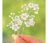 Fairvir Lot De 2 Épingles À Cheveux En Forme De Fleur Avec Strass Et Perles Argenté