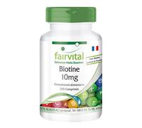 fairvital Biotine 10mg, 200 comprimés, faciles à avaler, avec 10.000 mcg de vitamine B7 par comprimé, HAUTEMENT DOSÉ, pour la peau et les cheveux, VÉGÉTALIEN