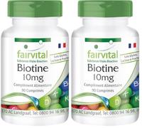 fairvital Biotine 10mg, 90 comprimés, faciles à avaler, avec 10.000 mcg de vitamine B7 par comprimé, HAUTEMENT DOSÉ, pour la peau et les cheveux, VÉGÉTALIEN (Lot de 2)