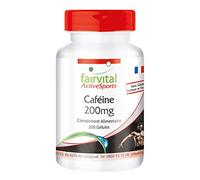 Fairvital | Caféine 200mg en gélules - pour 200 JOURS - Fortement dosé - VEGAN - 200 pièces