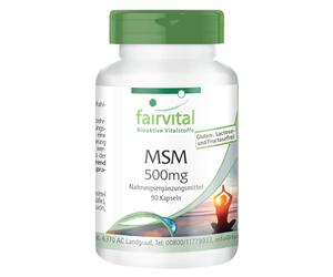 fairvital Capsules MSM 500mg, 90 gélules, faciles à avaler, HAUTEMENT DOSÉES, VÉGÉTALIENNES, méthylsulfonylméthane