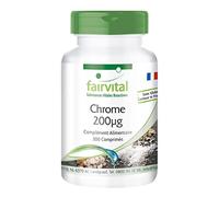fairvital Chrome 200µg, 300 comprimés, faciles à avaler, hautement dosés, 200µg par comprimé, végétaliens, à base de picolinate de chrome, oligo-élément essentiel