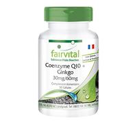 fairvital Coenzyme Q10 + extrait de ginkgo biloba, 90 gélules, faciles à avaler, HAUTEMENT DOSÉES, CoQ10 ubiquinone + ginkgo, VÉGÉTALIEN