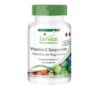 fairvital Comprimés de vitamine C tamponnée sous forme d'ascorbate de magnésium, 240 comprimés, VÉGÉTALIEN, sans effet sur l'estomac