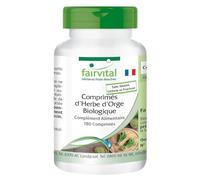 fairvital Comprimés d'herbe d'orge bio, 180 comprimés, haute biodisponibilité, qualité certifiée et hautement dosés, 100% végétaliens, fabriqués en Allemagne