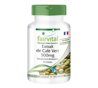 fairvital Extrait de café vert 500mg, 90 gélules, faciles à avaler, HAUTEMENT DOSÉ, standardisé à 45% d'acide chlorogénique, VÉGÉTALIEN