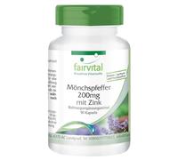 Fairvital | Extrait de Gattilier 200mg - Vitex Agnus Castus + Zinc - Fortement dosé - VEGAN - 90 gélules - Ménopause