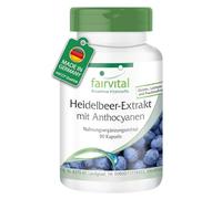 fairvital Extrait de myrtille aux anthocyanes, 90 gélules, HAUTEMENT DOSÉ, 25% d'anthocyanes, VÉGÉTALIEN
