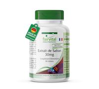 fairvital Extrait de safran 30mg, 90 gélules, faciles à avaler, avec de l'acide pantothénique, de la vitamine B6 et de la vitamine B12, grand format pour 3 mois, végétalien