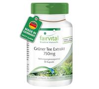 fairvital Extrait de thé vert, 90 gélules, 1500mg par dose journalière, 50% de polyphénols, 30% de catéchines, 15% d'EGCG, 7% de caféine, HAUTEMENT DOSÉ, VÉGÉTALIEN, Camellia Sinensis