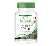 fairvital Extrait de varech 200mg, HAUTEMENT DOSÉ, végétalien, 120 gélules, faciles à avaler, 300µg d'iode issu d'algues brunes