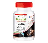 fairvital GABA gélules 750mg, 60 gélules, HAUTEMENT DOSÉ, 1500mg par dose journalière, VÉGÉTALIEN, acide gamma-aminobutyrique