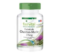 fairvital Gélules de chardon-Marie, extrait 175mg, 100 gélules, faciles à avaler, VÉGÉTALIENNES, standardisées à 80% de silymarine