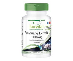 fairvital Gélules d'extrait de valériane, 90 gélules, HAUTEMENT DOSÉ, 500mg d'extrait de racine de valériane 4:1 par gélule, VÉGÉTALIEN, Valeriana Officinalis