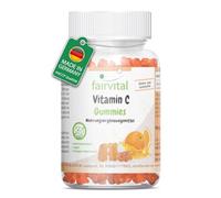fairvital Gommes vitamine C, 90 pièces, 500mg par dose journalière, saveur orange, hautement dosées, 100% végétaliennes + sans sucre, qualité certifiée et hautement dosées, fabriquées en Allemagne