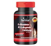 fairvital L-ornithine & L-arginine 1400mg, 90 comprimés, HAUTEMENT DOSÉ, VÉGÉTALIEN, acides aminés
